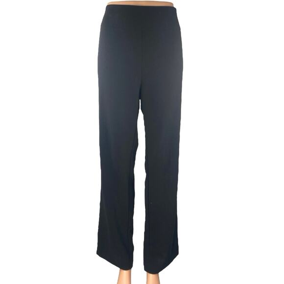 Bobeau Women's Black Straight Leg High Waist Zipper Trousers Dress Pants Size L - Picture 1 of 5